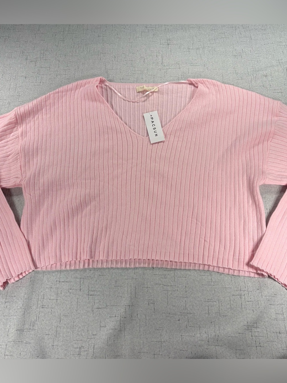 PacSun Ribbed V-Neck Crop Sweater - Pink